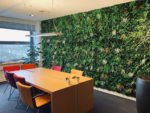 Dempen kantoorgeluiden. Kunsthaag vegetatie Jungle wit varen plantenwand op kantoor