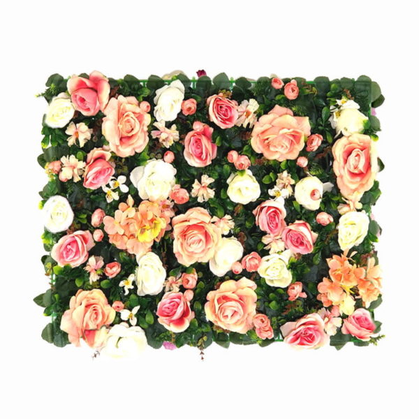Vegetatie rozen en hortensia roze en wit planten bloemenwand