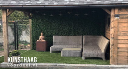 Terrasoverkapping kunstplantenwand