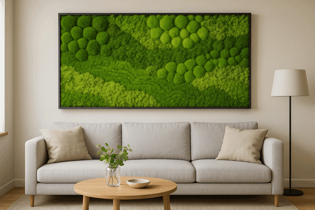 Kunstmos schilderij in interieur