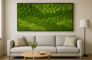 Kunstmos schilderij in interieur